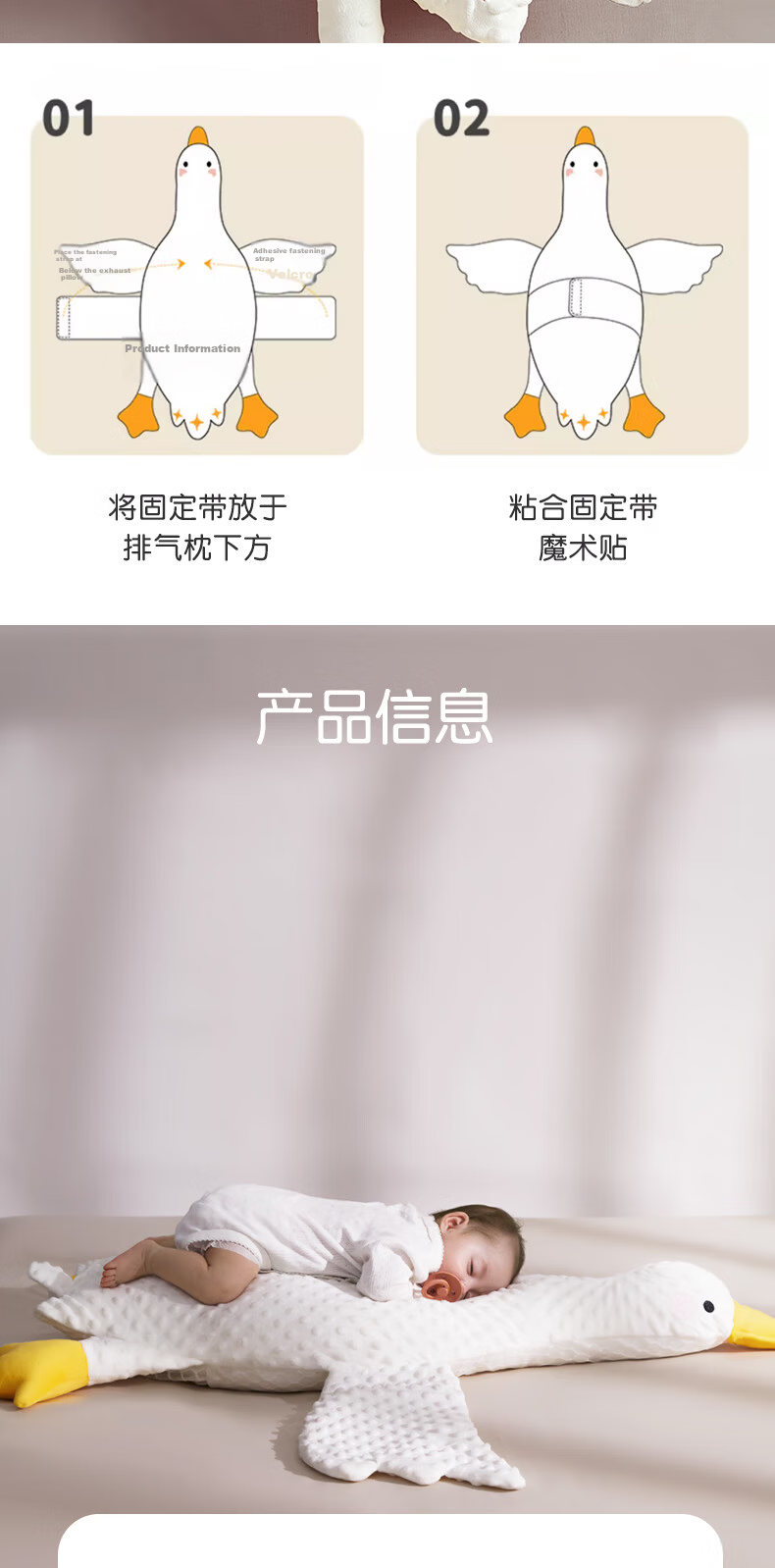 More Rabbit Big Blue Whale Baby Anti-Colic Gas Pillow Infant Tummy Sleep Pillow Airplane Hugging Pillow Soothing Sleep Aid 9