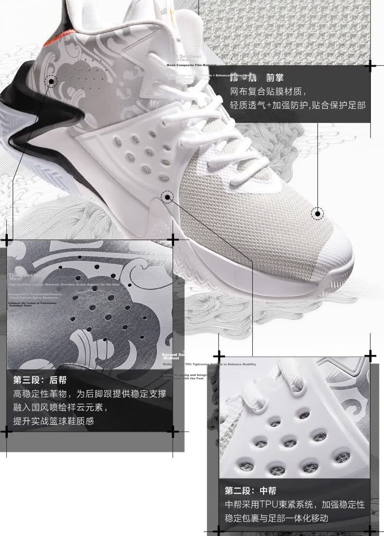 Jordan Men's Basketball Shoes Wushuang Autumn Mesh Shock Absorption Durable Practical National Trend Sports Sneakers 4