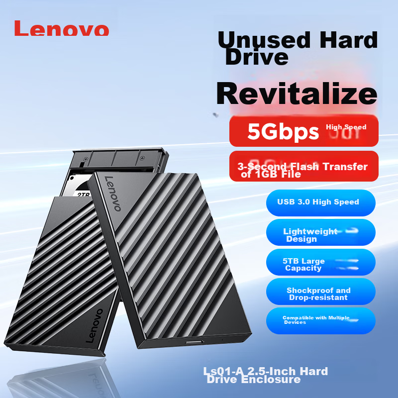 Lenovo M.2 NVMe/SATA Dual-Protocol SSD Enclosure Type-C 3.2 Portable External SSD Case for Laptop and Mobile Phone