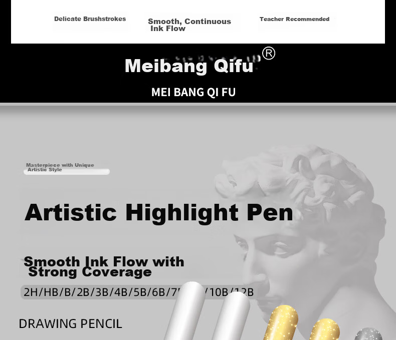 Meibang Qifu Highlight Pen 1mm Fine Tip White Marker for Drawing Art Students Outlining Comic Hand-drawing Sketching Colored Pencil Children's Journal Black Background Gouache Marker Highlight Brush W 1