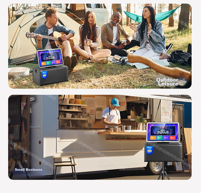 PHILIPS Home KTV Sound System Outdoor Portable Bluetooth Speaker with Display Screen Karaoke Mobile Speaker Song Selection Machine Home Karaoke All-in-One SD280GY 25
