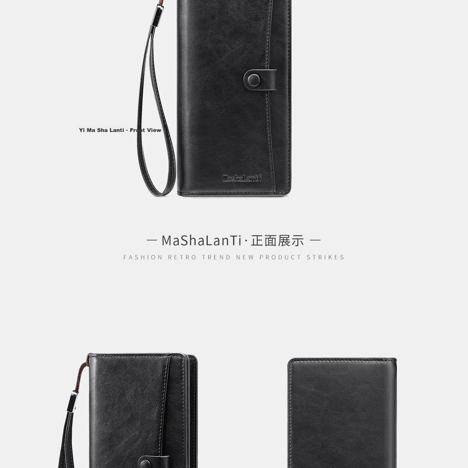 MashaLanti Men's Wallet, Large Capacity, Leather Billfold, Long Zipper Coin Purse, Multifunctional Clutch Card Holder, Business Document Wallet All-I 28