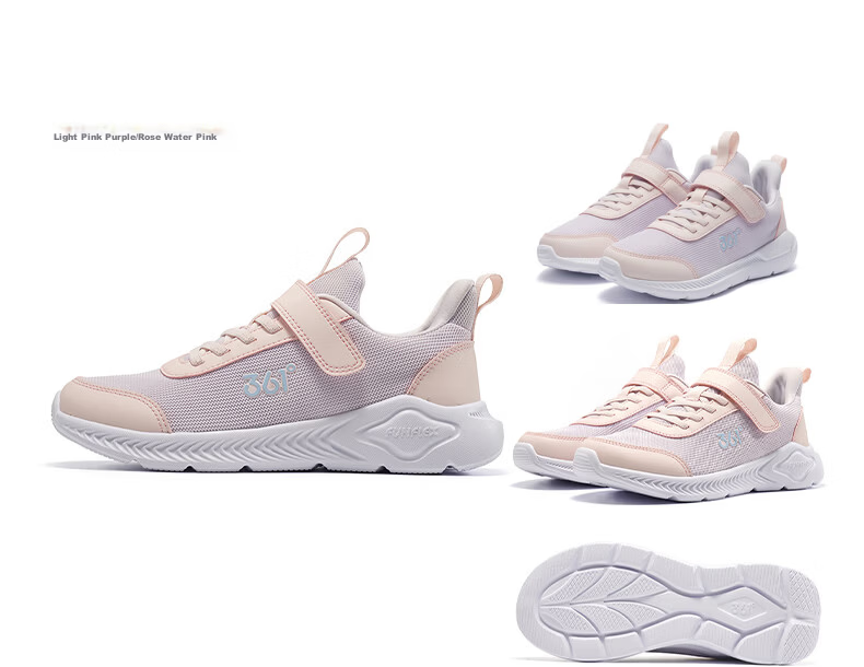 361° Children's Sports Shoes Running Shoes for Boys And Girls (Ages 3-12), Impact-Resistant Toe, Mesh Casual Running Shoes, Pink, Size 41 32