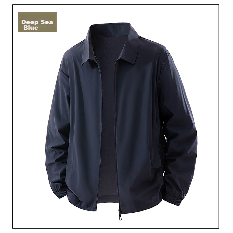 ROMON Men's Sunscreen Jacket Summer Ice Silk Cooling Executive Blazer Business Quick-Dry Suit Coat Dark Blue L 14
