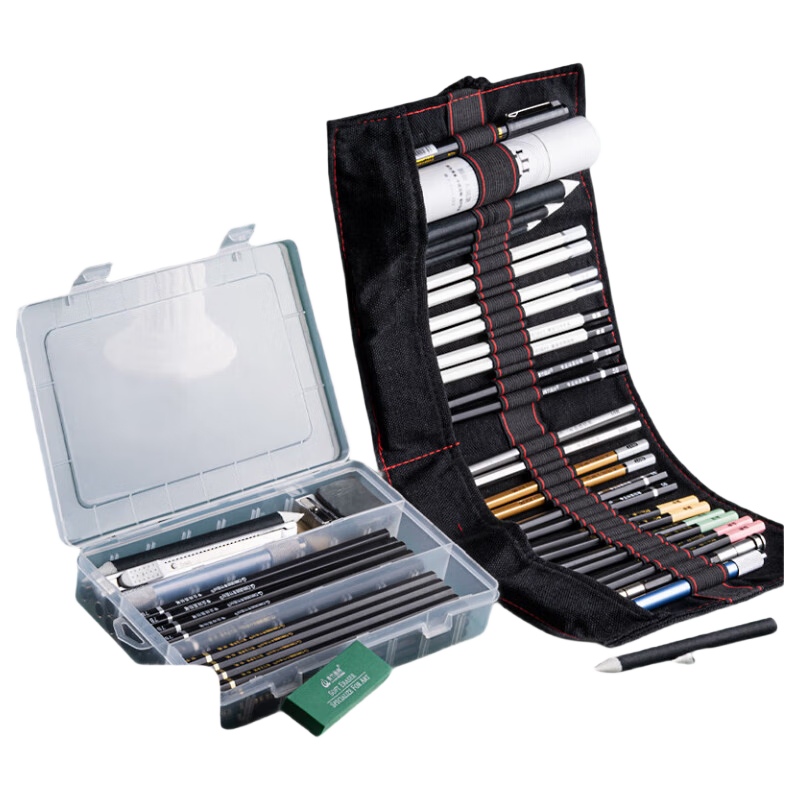 Kongse Sketch Pencil Set Charcoal Drawing Tools Complete Kit Easel Drawing Board for Beginners Students Art Supplies