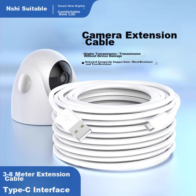 Compatible Xiaomi Camera Extension Cable 360 Surveillance Power Extension Type-C Android USB Extension Car DVR Phone Charging Cable 3m