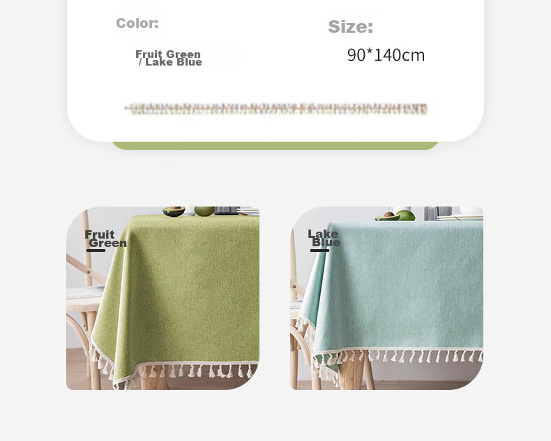 40,000 KM Cotton Linen Tablecloth Waterproof Oil-Resistant Solid Color Rectangular Tassel Dining Tablecloth Coffee Table Cover 90*140cm 16