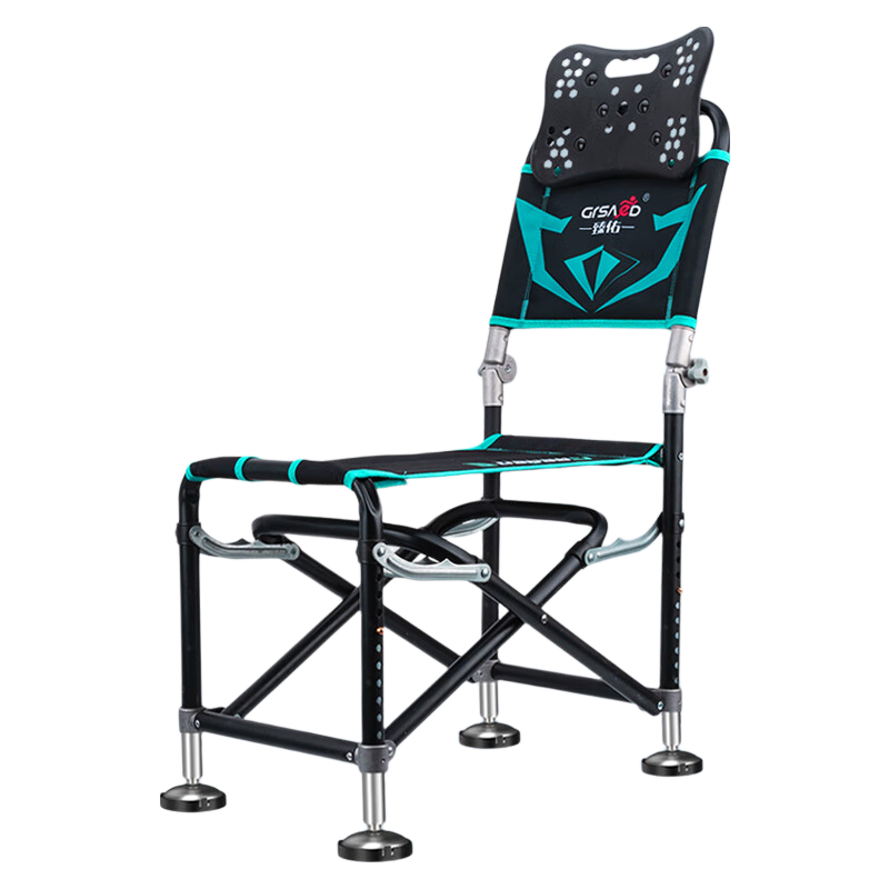Grsaed Fishing Chair, All-Terrain Knight Chair, Multifunctional Outdoor Folding Chair, Complete Set of Fishing Chairs, Blue Diamond, Aluminum And Magnesium Accessories