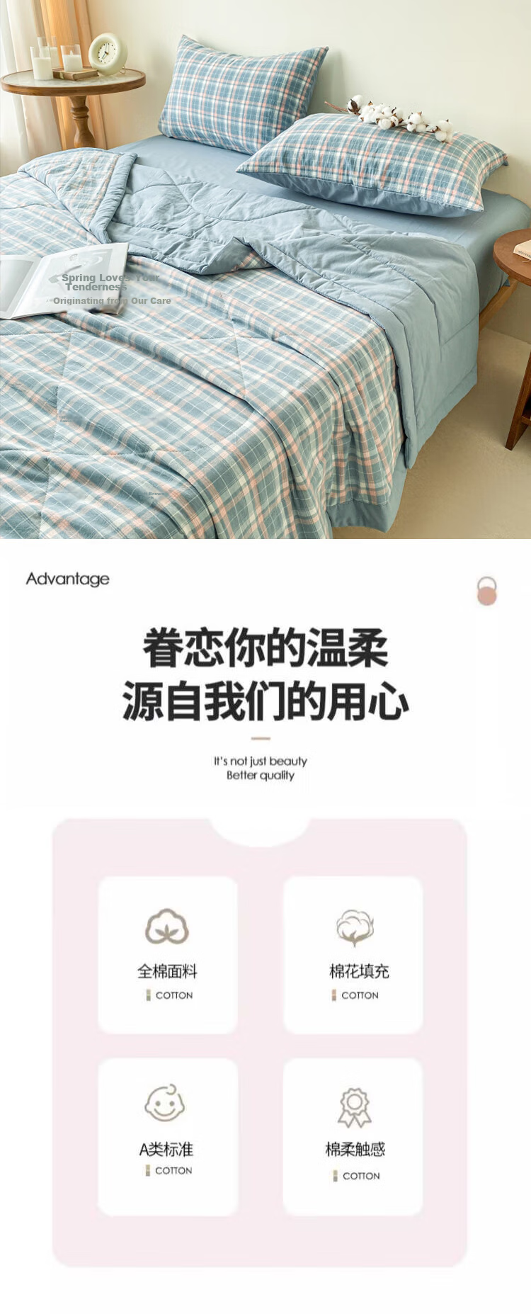 Wuyinliangpin Cotton Air Conditioning Quilt, 100% Xinjiang Cotton, Machine Washable And Water Washable Cotton Thin Quilt, Summer Cool Quilt, 150x200cm 4