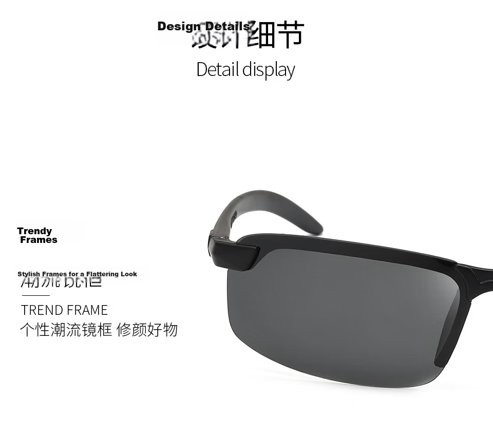 Baixiaoshe Photochromic Sunglasses [Black Frame Gray] Polarized Driving Sunglasses for Outdoor Cycling and Fishing 6