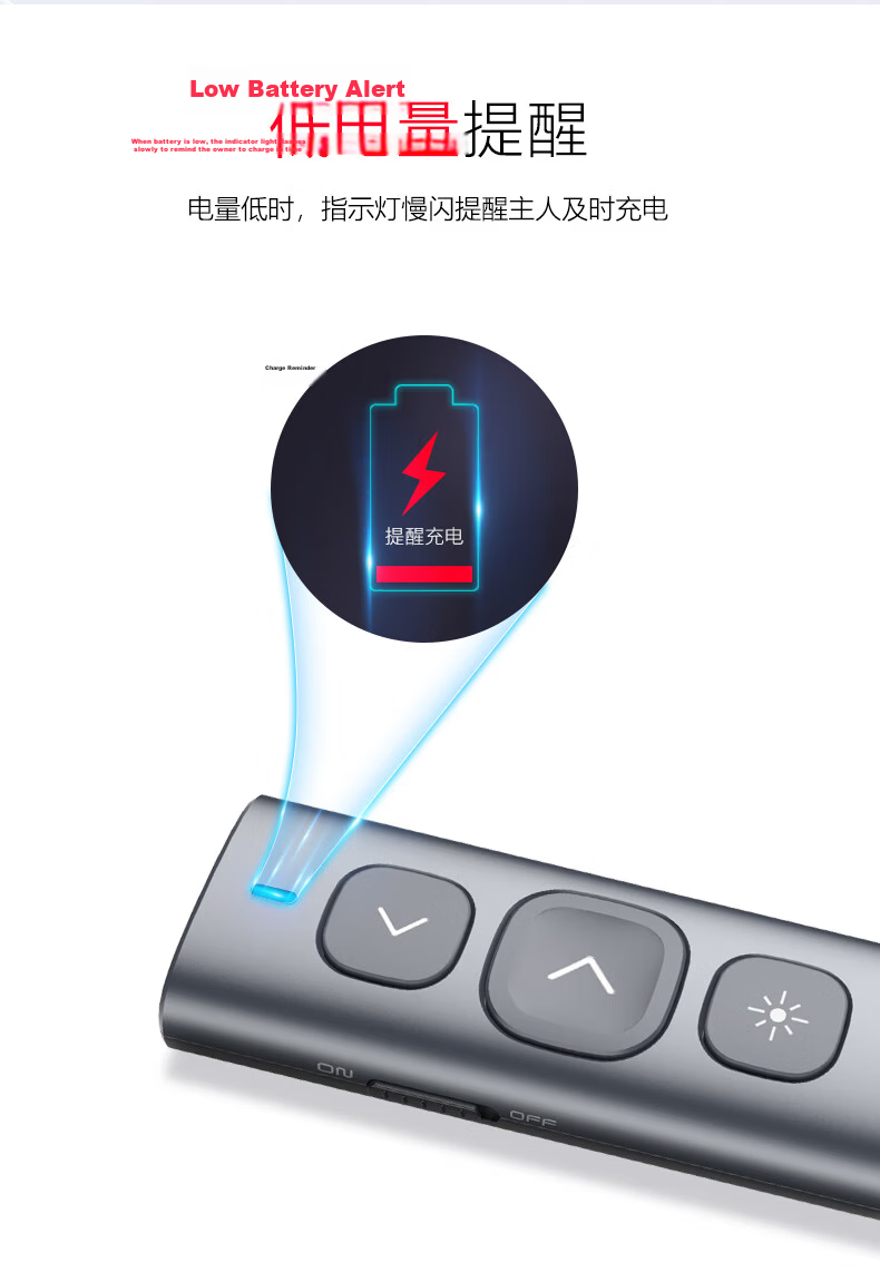 Nuowei Laser Presentation Remote Dual Interface Teacher PPT Clicker Laser Pointer Electronic Pen Black N95 Plus 6