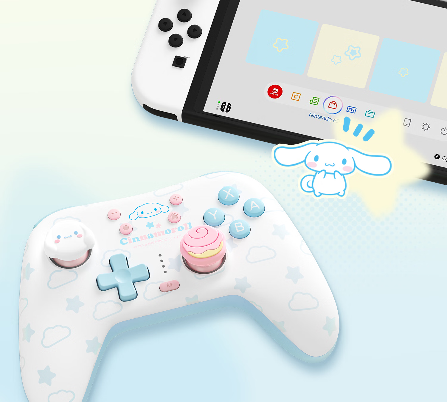 Gudetama x Pudding Dog Wireless Bluetooth Cartoon Game Controller Receiver for Switch 2/NS OLED/PC/Steam/Android/iOS IP Collaboration Girls Gift 12
