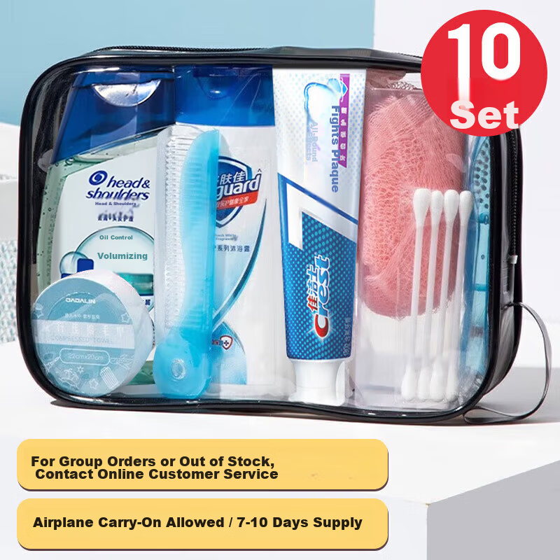JAJALIN Travel Toiletry Set 10-Piece Shampoo, Body Wash, Toothbrush Cup, Travel Essentials Storage Bag for Men and Women