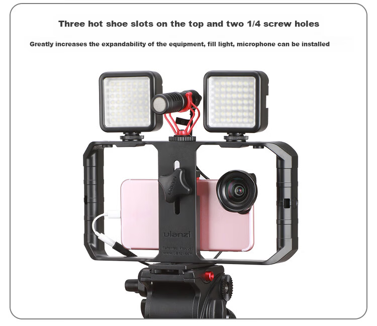 Ulanzi Lino Metal Rabbit Cage with Fill Light, Dual-Light Kit, Handheld Camera Rabbit Cage for Apple Phones, Horizontal And Vertical Shooting, Photography, Vlogging, And Live Streaming 4