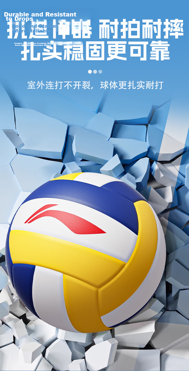 Li-Ning Volleyball No.5 Standard Match Training Ball for Middle School PE Exam Soft and Hard Adult and Kids 10