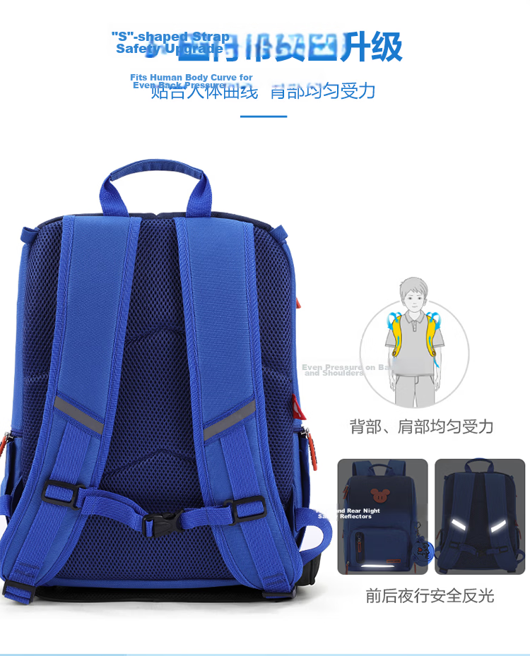 Disney Elementary School Backpack for Grades 4-6, Boys And Girls, Double Shoulder Mickey Mouse Korean Style Casual Backpack SM11751, Rose Red, Large Size 3