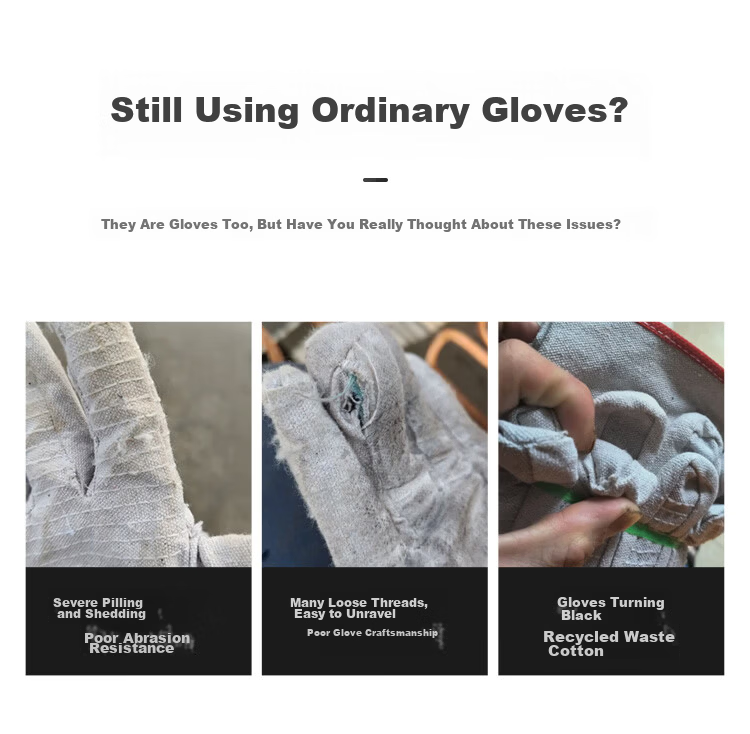 Shunxuan Canvas Work Gloves Labor Protection Thickened Wear-Resistant Leather Palm Railway Gloves Welding Handling Construction Pipeline Maintenance SFB-H 5 Pairs Pack 3