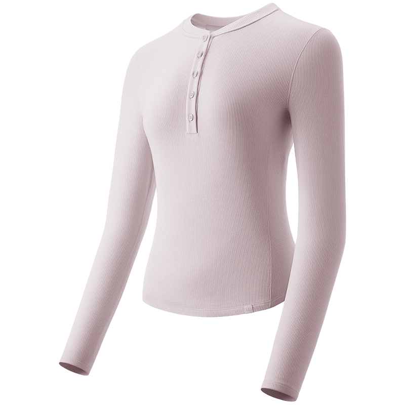 Beneunder Women's Base Layer Long Sleeve Henry Neck T-Shirt SF027 Pink XL