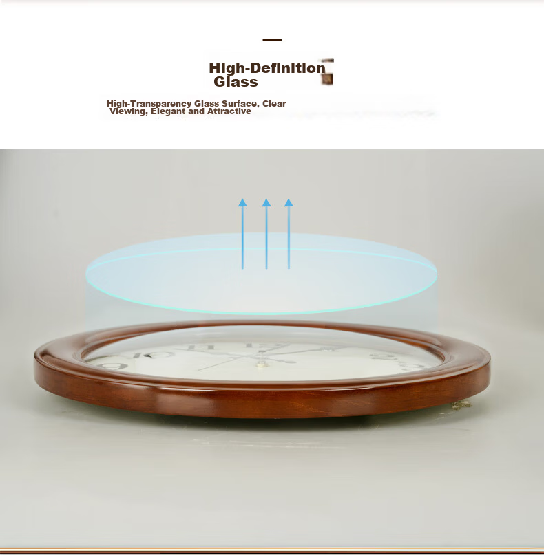 Hense Vintage Solid Wood Wall Clock, Living Room Quiet Timepiece, Chinese-Style Wall Clock, Quartz European-Style Clock, Wall-Mounted HW18, Brown, 38cm 4