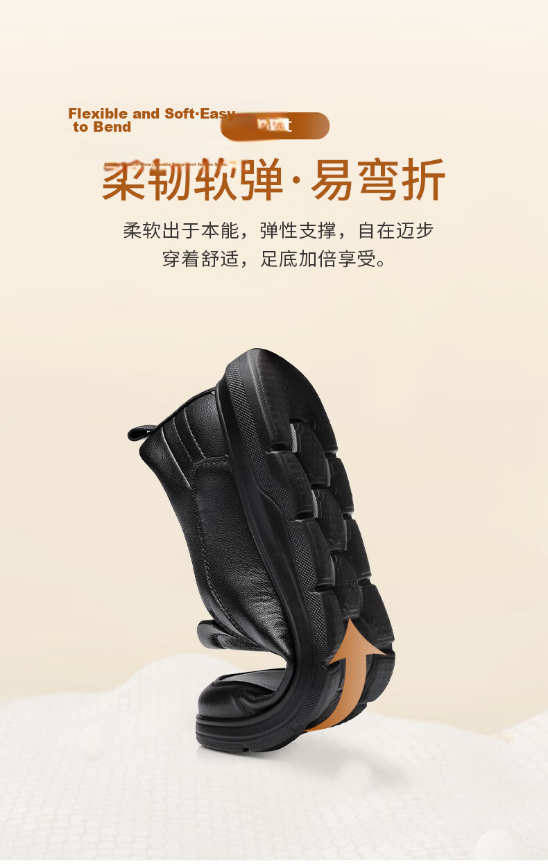 Qiangren Business Casual Shoes Comfortable Soft Surface Soft Sole Slip-On Leather Shoes Commuter Men's Shoes JDA3512010 Black 38 8