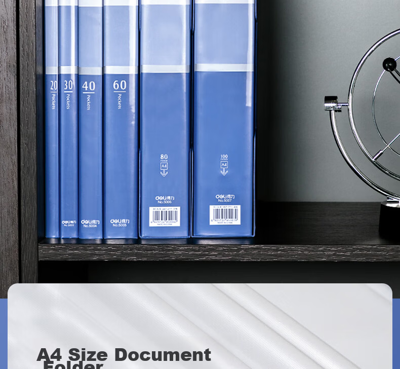 Deli Super Popular A4 60-Page Business Document Folder Transparent Insert Pocket File Binder Loose-Leaf File Organizer Office Study Supplies 5005 4