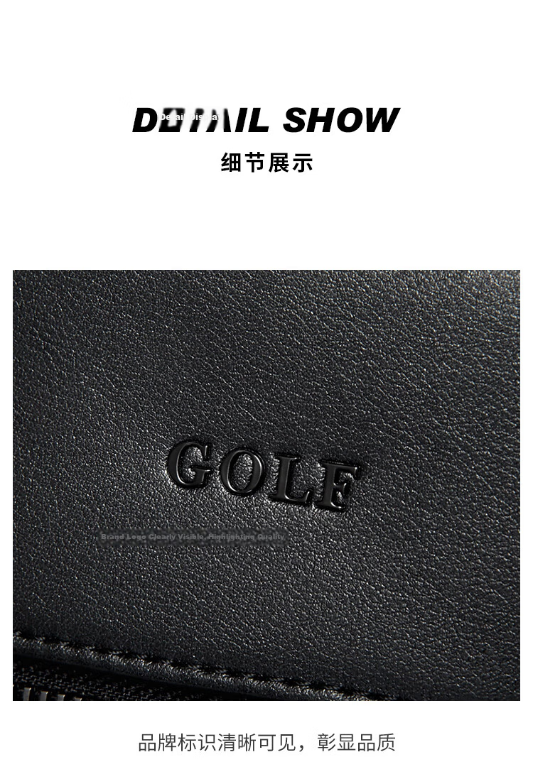 GOLF Men's Large Capacity Vintage Print Single Shoulder Crossbody Bag Vertical Style iPad Compatible Business Casual Small Square Bag Black Gift for Boyfriend and Father 22