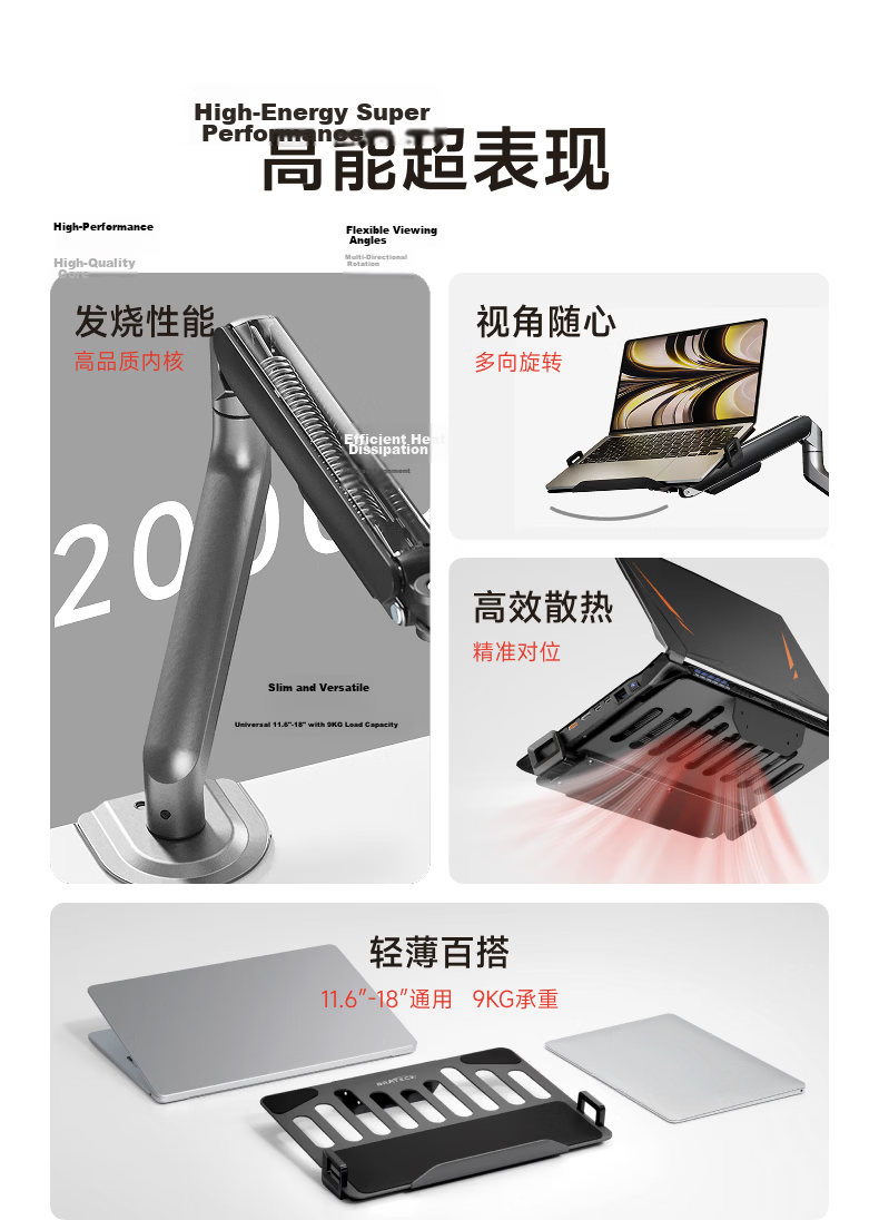 Brateck Beihu Monitor Stand, Mechanical Arm, Monitor Laptop Stand Arm, Screen Support, Dormitory Inverted Stand, E500Pd Flowing White + APE40 3
