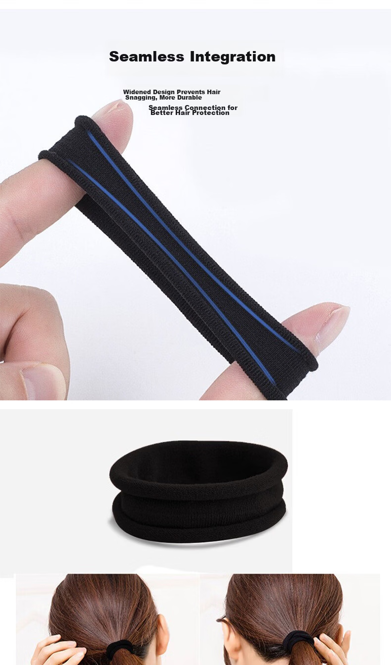 BAISHANGYITE Seamless Black Hair Ties 30-Pack Nylon High Elastic Hair Bands Hair Elastics 30 Pieces 2