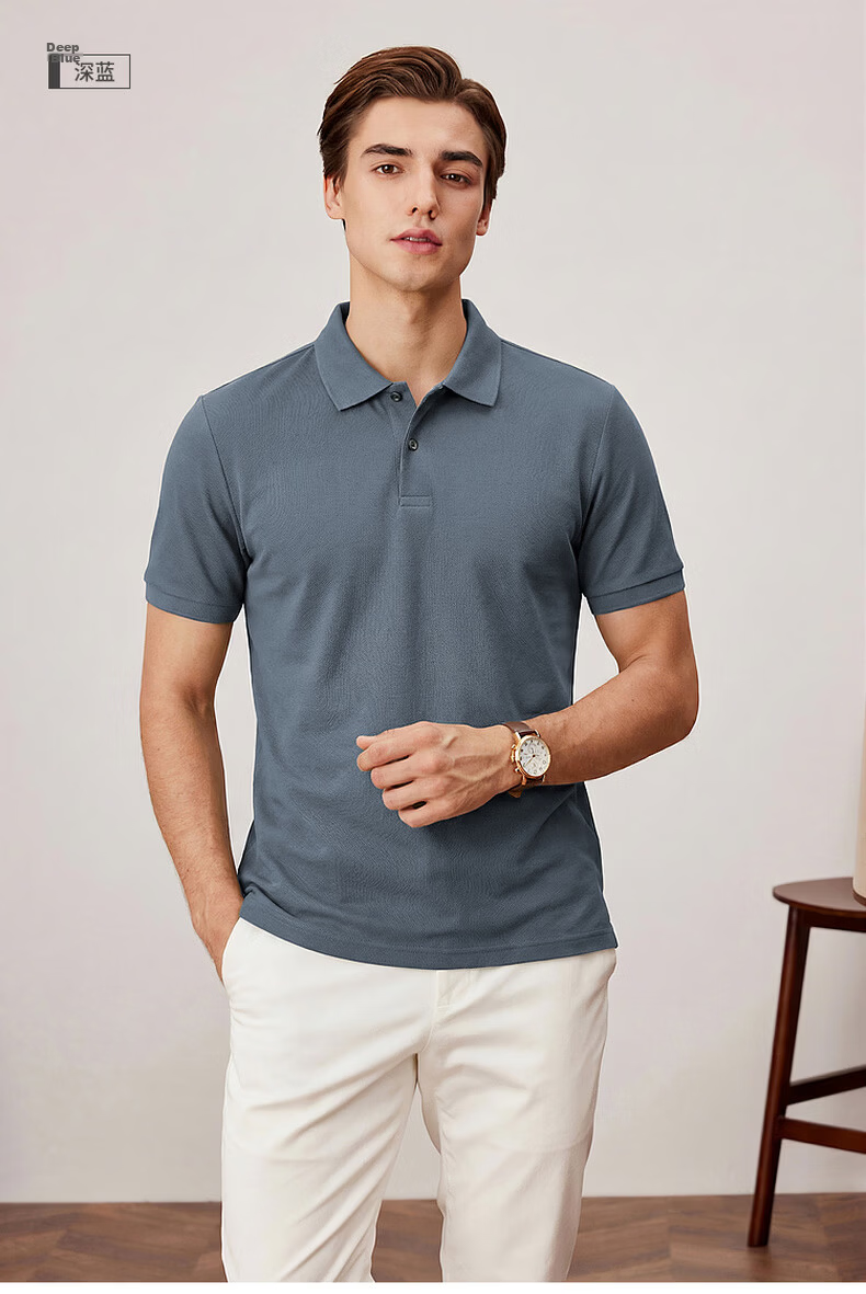 FIRS 100% Cotton Mercerized Summer Short Sleeve Polo Shirt 2026 New Men's T-Shirt High-End Top 14