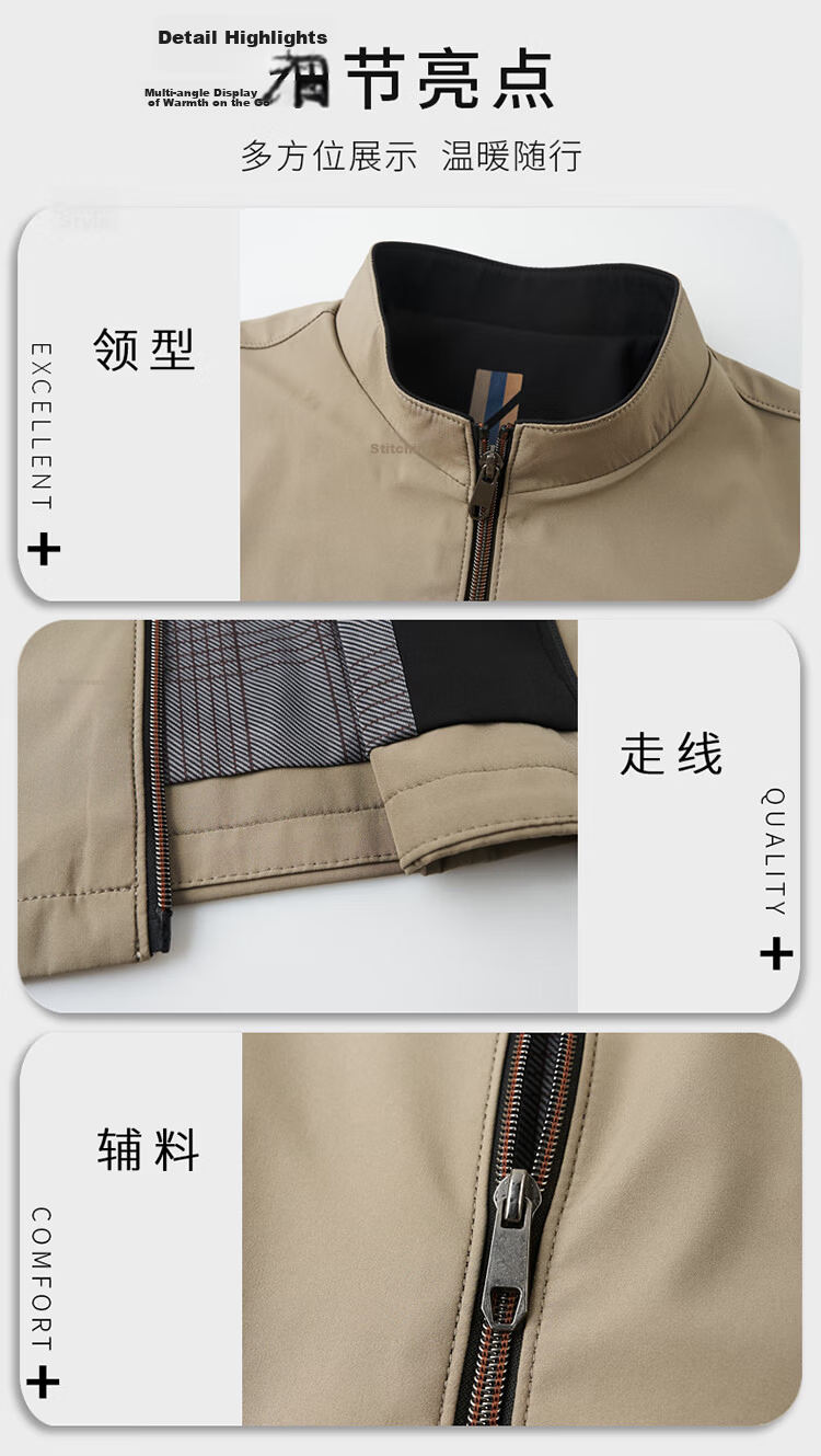 TUCANO Men's Spring Autumn Business Casual Wrinkle-Resistant Non-Iron Stand Collar Jacket Navy 3XL 5