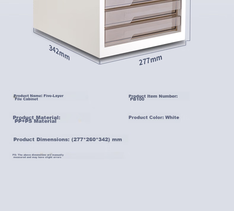 Deli 5-Tier Office Desk Organizer File Cabinet Storage Drawer A4 Pull Handle Document Holder with Index Labels for Subject Test Paper Classification Storage Gray 9773 15