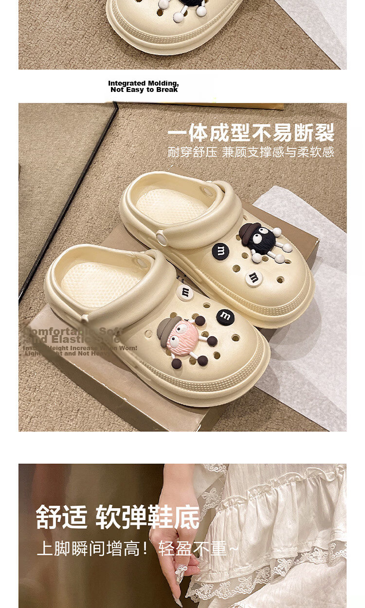AILAIJIA Cute Thick Sole Clog Sandals for Women, Closed Toe Summer Outdoor Sandals, Off-White, Size 40-41 4