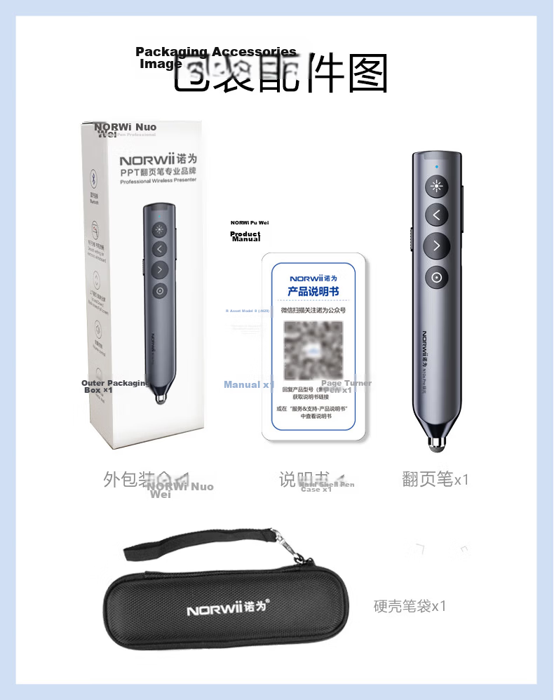 Nuowei Bluetooth Laser Pointer PPT Clicker Teacher Electronic Page Turner Digital Physics Dual Laser LED LCD Screen Seewo Whiteboard Honghe N95s BLE Dual-Head Version 20