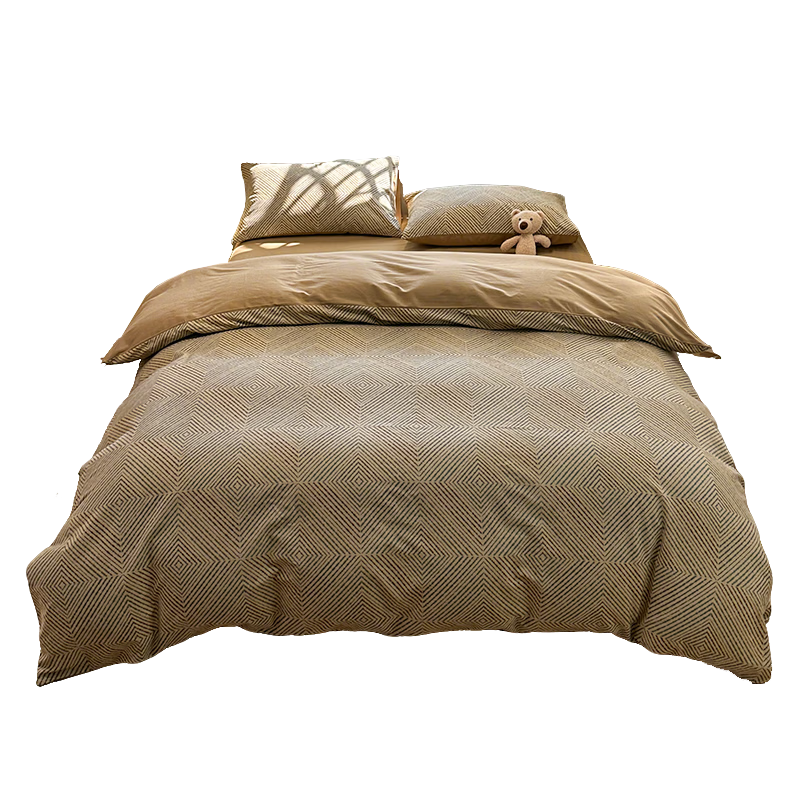 MUJI 100% Cotton Bedding Set 4-Piece for 1.5/1.8m Bed, 200x230cm Quilt Cover, Antibacterial Cotton Sheet and Duvet Cover, Printed 4-Piece Set Secret Realm
