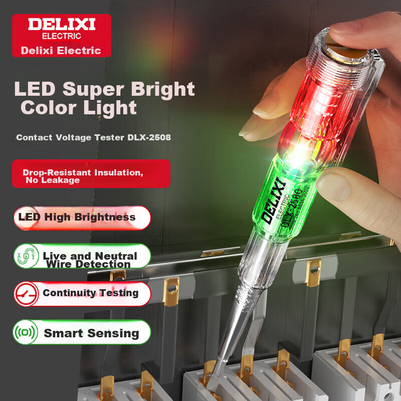 DELIXI ELECTRIC High-Brightness Electric Tester Pen with Smart Induction for Wire Continuity and Voltage Detection