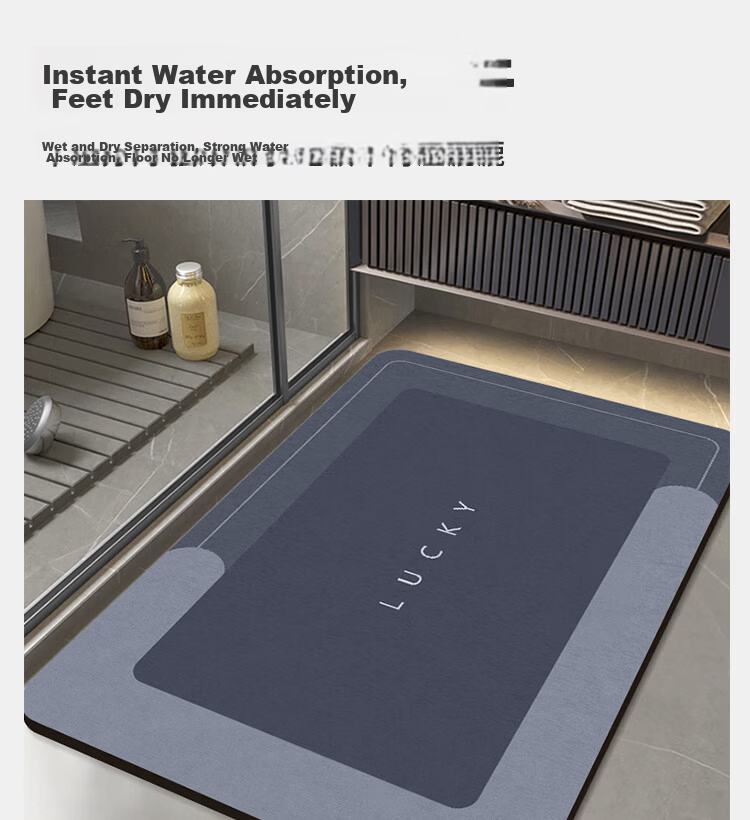 Budisi Bathroom Mat, Absorbent Entrance Kitchen Toilet Doorway Non-Slip Foot Pad, Home Use Mat, 60*40CM 8