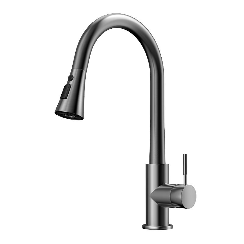 HIGOLD [Lowest Price for Top Streamers] Kitchen Stainless Steel Pull-Out Faucet, Hot And Cold Water Tap, Three-Function Gun Gray Model