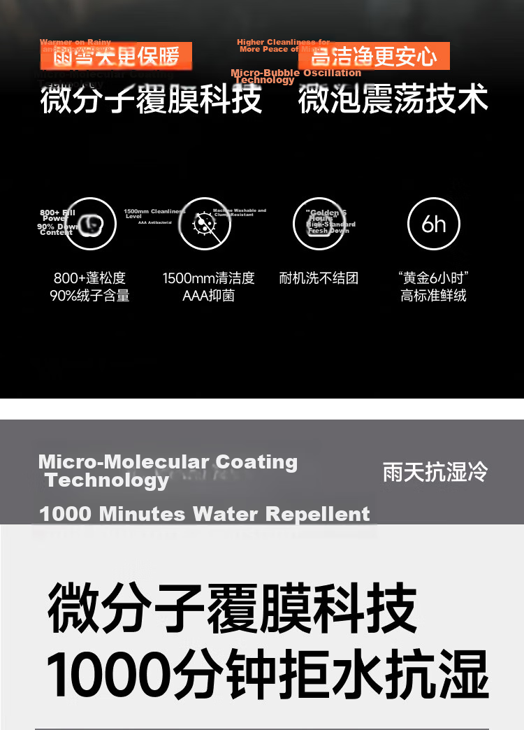 Beneunder Men's Water-Repellent Down Jacket Warm Outdoor Windproof Waterproof Machine-Washable Hooded Coat HD111 Dusk Black L 4