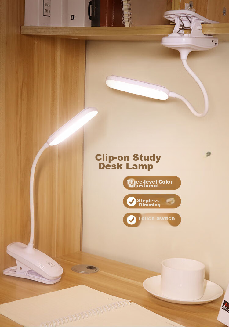 Heartfelt Clip-on Charging Desk Lamp Eye Protection Reading Bedside Lamp for Students Dormitory Study Bedroom Small Table Lamp 1
