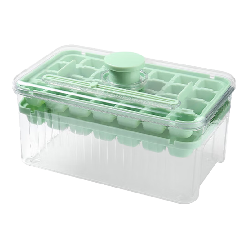 Baijie Press Ice Cube Mold Double-Layer 56-Grid Ice Tray with Storage Box and Ice Scoop