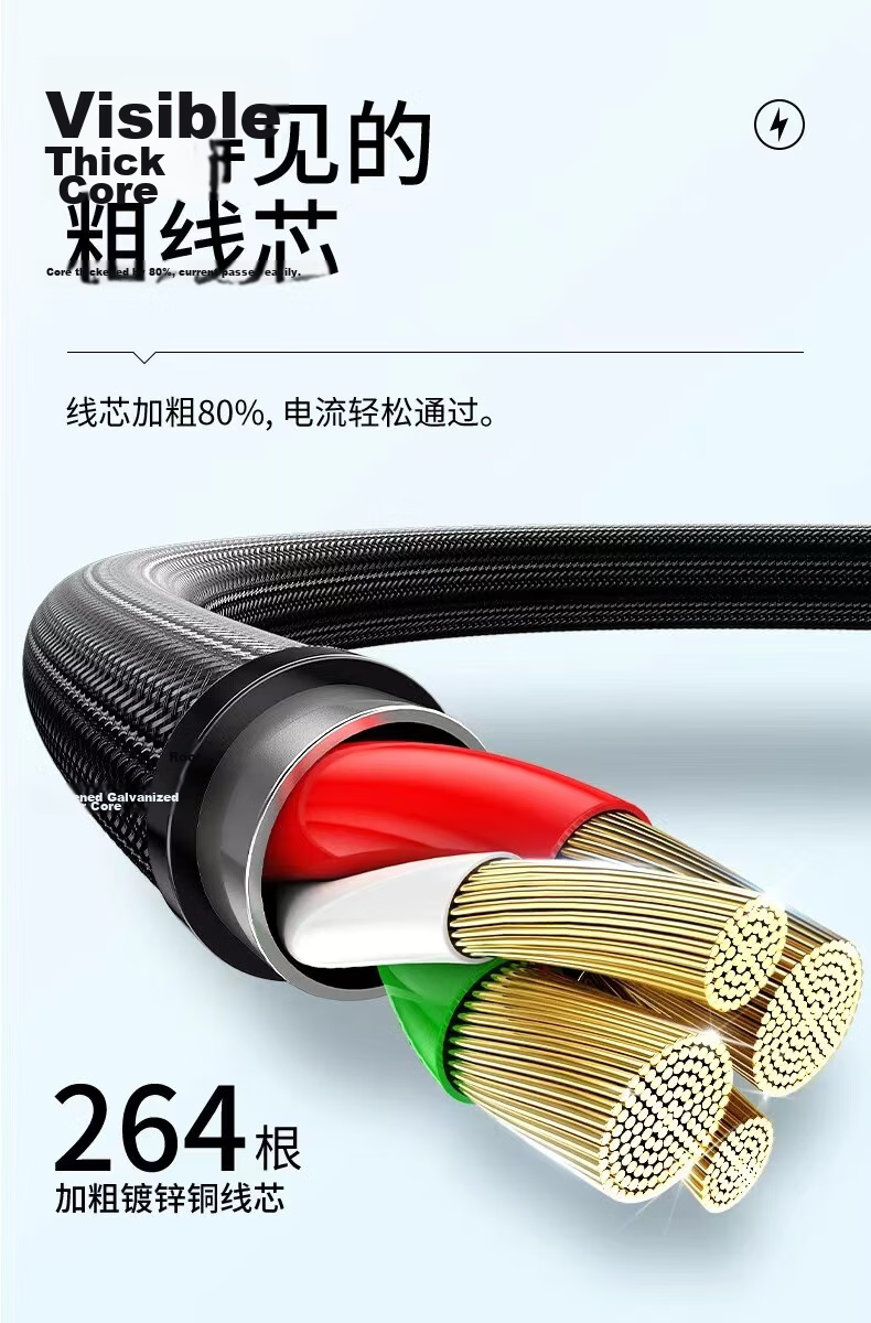 Zitai [Five-In 100W] Data Cable Charging Cord for Apple IPhone 18/17/16, Super Fast Charging for Huawei/Xiaomi/Honor Compatible, 1.25m Gold-Plated 4