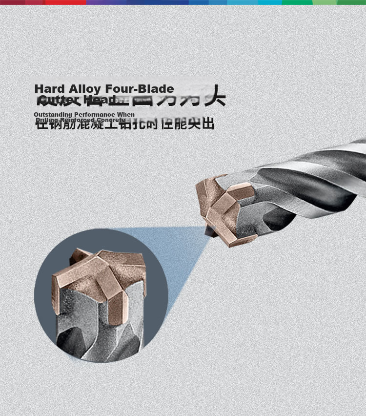 BOSCH Electric Hammer Drill Bit, Four-Hole 5 Series Round Shank, Two-Hole Two-Groove Concrete Masonry Drill Bit, 14x100x160mm, 1 Piece 2