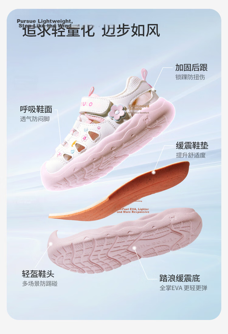 Mutong Girls' Sandals Sweet Princess Shoes 26 Summer Hollow Breathable Baby Sandals Sports Toddler Shoes Fairy Purple 30 10