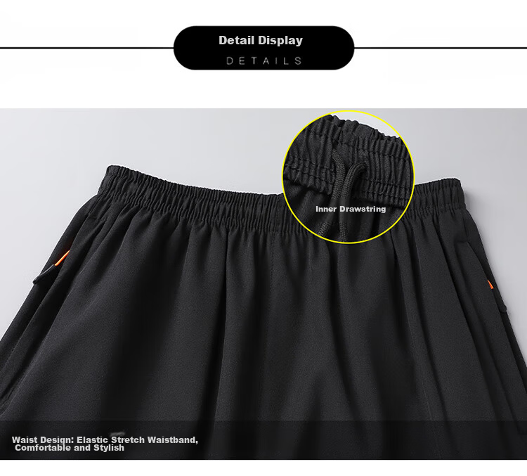 TUCANO Men's Summer Lightweight Breathable Ice Feel Quick-Dry Loose Sports Shorts Big Size Black 7XL 16