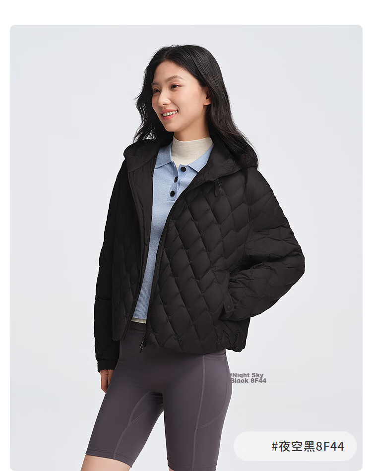 Bosideng Women's Spring and Autumn 90% Down Lightweight Hooded Loose Short Packable Commuter Warm Jacket 36