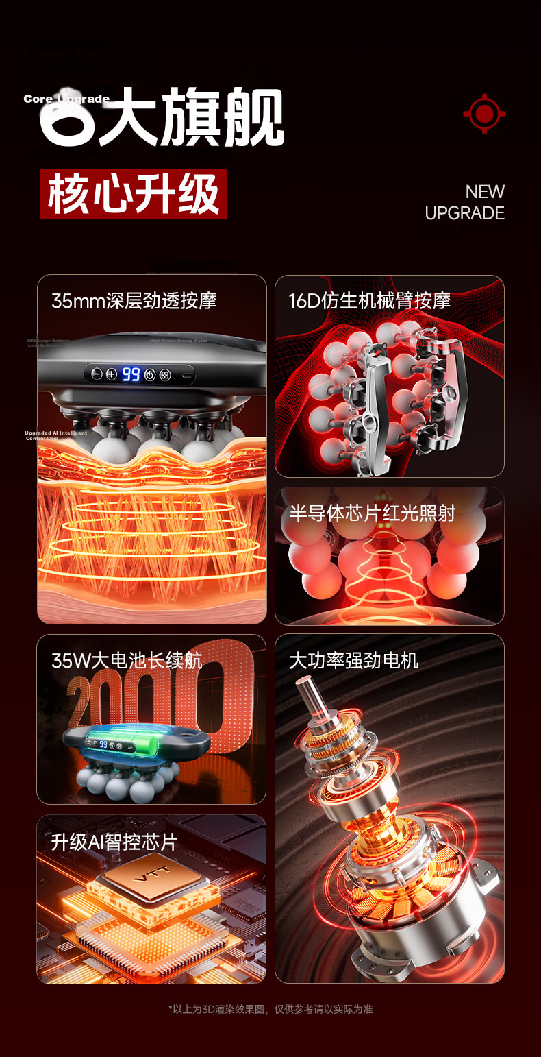 VTT [Germany] S12 Powerful Golden Finger Fascia Gun with Heat Therapy, Kneading for Shoulder, Neck, Legs And Waist, Full-Body Muscle Massage, Multi-Head Neck Massager, Massage Device, Birthday Gift for Men And Wome 12