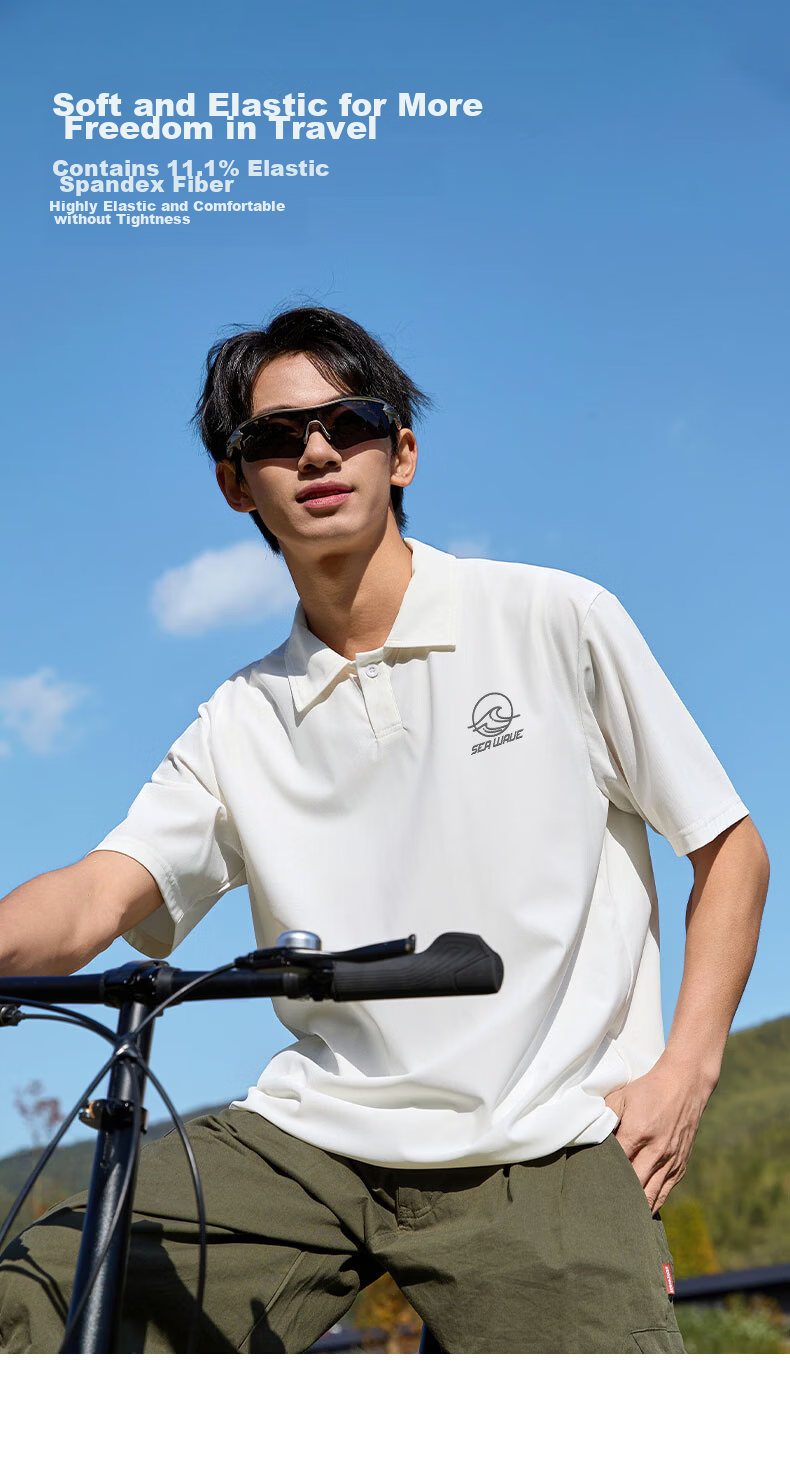 Baleno Short-Sleeve Polo Shirt for Men, Summer 2026 New Style Waffle Knit Wrinkle-Resistant Collared T-Shirt, Five-Quarter Sleeve Top, Trendy Men's Wear 9