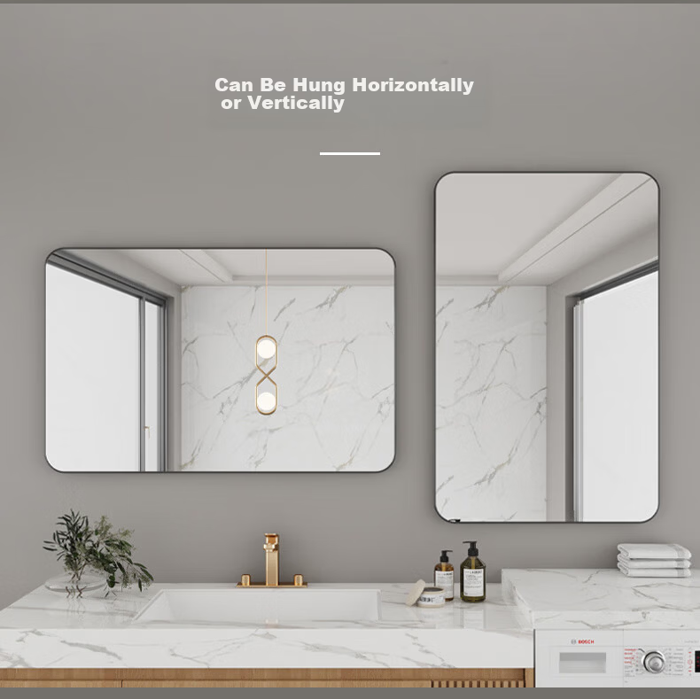 Muhan Yue Bathroom Mirror Wall Sticker No Drilling Makeup Mirror Toilet Vanity Custom Wall-Mounted Aluminum Frame 5