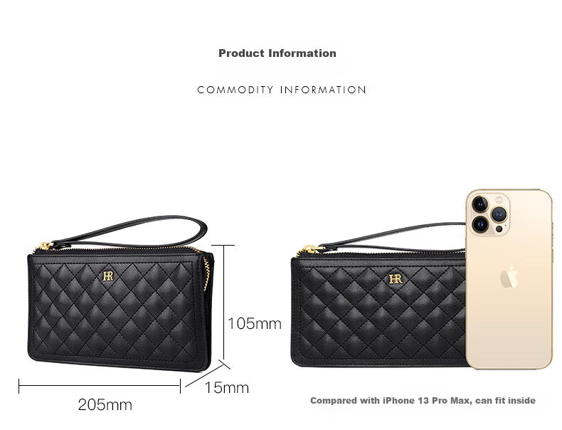 HRHR Women's Long Wallet Quilted Zipper Clutch Gift Box Set Valentine's Day Gift 3