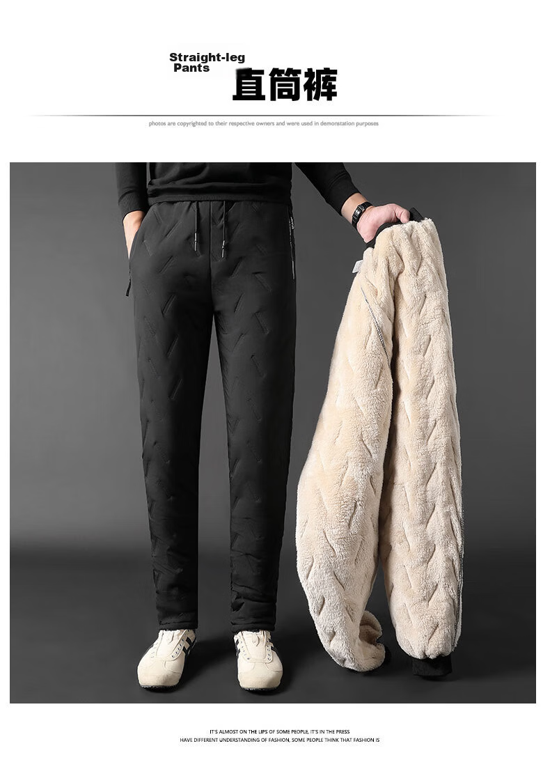 MiiOW Cotton Pants for Men, Winter Casual Plus Size, Fleece-Lined Thick Lambswool, Outdoor Workwear Sports Warm Trousers, Men's Pants 24